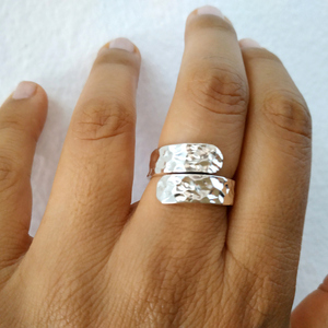 Ασημένιο χειροποίητο γερά φτιαγμένο ανοιχτό δαχτυλίδι - ασήμι, σφυρήλατο, βεράκια, σταθερά - 2