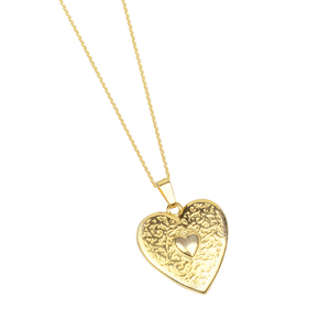 Κολιέ Μενταγιόν "Καρδιά" - charms, επιχρυσωμένα, ασήμι 925, καρδιά, αγ. βαλεντίνου - 2