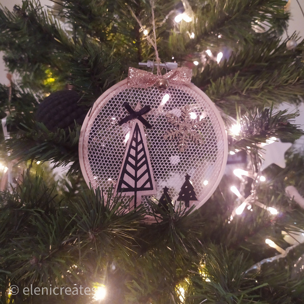 "Three trees" Χριστουγεννιάτικο τελαράκι γούρι 13,5 εκ. - χιονονιφάδα, χριστουγεννιάτικα δώρα, στολίδια, δέντρο - 5