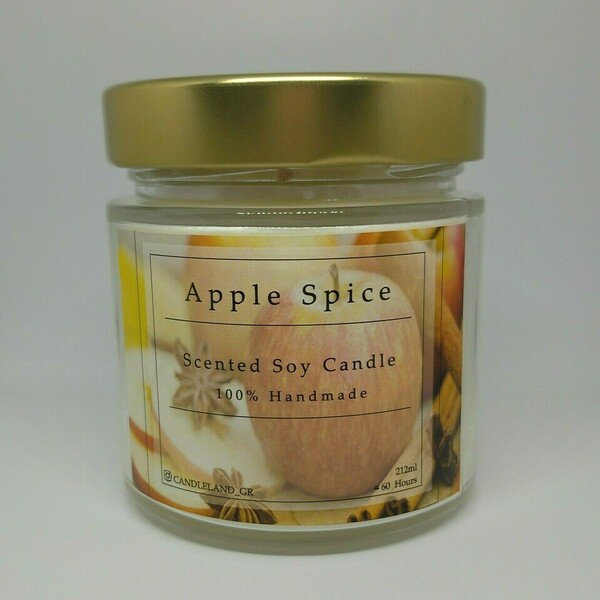 Apple Spice 100% Soy Candle 212ml - αρωματικά κεριά, αρωματικό, σόγια, κερί σόγιας