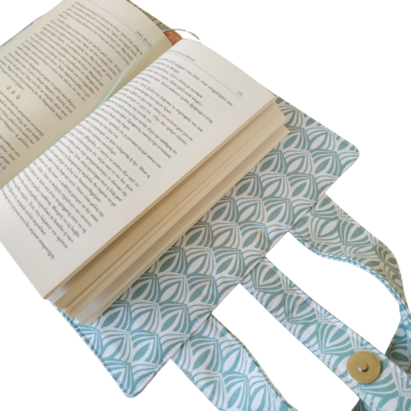 Θήκη βιβλίου υφασμάτινη μαγνητικό κούμπωμα Kona Mint - ύφασμα, απαραίτητα καλοκαιρινά αξεσουάρ, θήκες βιβλίων, δώρα για δασκάλες - 2