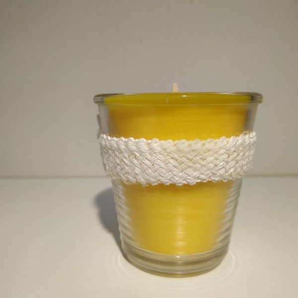 Κερί αρωματικό χειροποίητο κίτρινο καρδιές σε γυάλινο ποτήρι 6 Χ 3 εκ - αρωματικά κεριά - 2