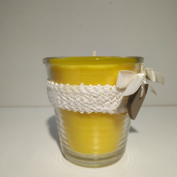 Κερί αρωματικό χειροποίητο κίτρινο καρδιές σε γυάλινο ποτήρι 6 Χ 3 εκ - αρωματικά κεριά - 4