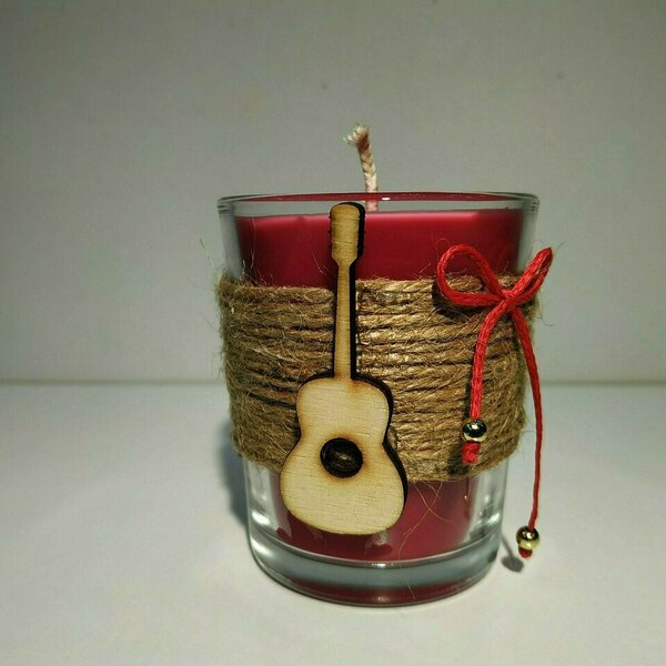 Κερί αρωματικό Χειροποίητο κιθάρα σε γυάλινο ποτήρι 7 Χ 4 εκ - αρωματικά κεριά