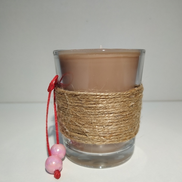Κερί αρωματικό Χειροποίητο Μουσικό κλειδί καφέ σε γυάλινο ποτήρι 7 Χ 4 εκ - αρωματικά κεριά - 2