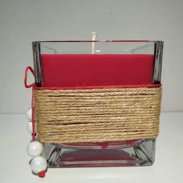Αρωματικό χειροποίητο κερί με γλυκό άρωμα σε γυάλινο βάζο - αρωματικά κεριά - 2