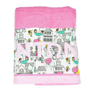 Ροζ προσωποποιημένη πετσέτα σώματος 150*80εκ με βαμβακερή φάσα, μπαλόνια - κορίτσι, δώρα γενεθλίων, δώρο για νεογέννητο, δώρα για μωρά