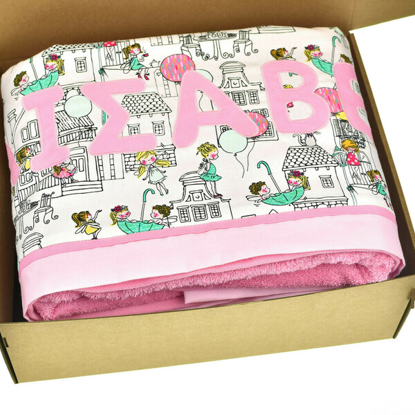Ροζ προσωποποιημένη πετσέτα σώματος 150*80εκ με βαμβακερή φάσα, μπαλόνια - κορίτσι, δώρα γενεθλίων, δώρο για νεογέννητο, δώρα για μωρά - 3
