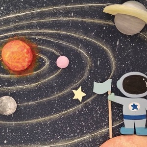 Παιδικό καδράκι "Lost in space" - πίνακες & κάδρα, διάστημα - 3