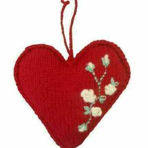 Πλεκτή διακοσμητική καρδιά με μήνυμα - κεντητά, νήμα, καρδιά, διακοσμητικά, αγ. βαλεντίνου