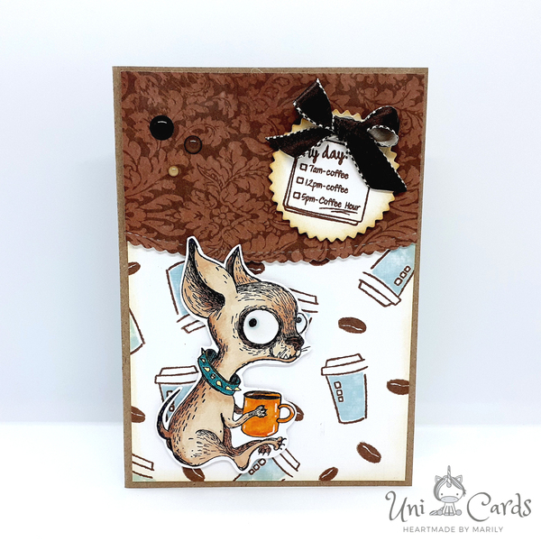 Ευχετήρια κάρτα - Coffee addicted - σκυλάκι, γενέθλια, χιουμοριστικό - 2