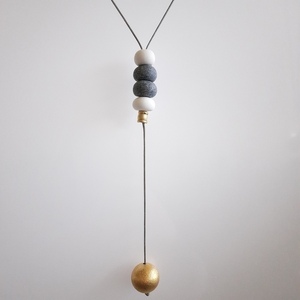 "Pendulum" Χειροποίητο κολιέ από πηλό - ορείχαλκος, πηλός, χειροποίητα, μακριά
