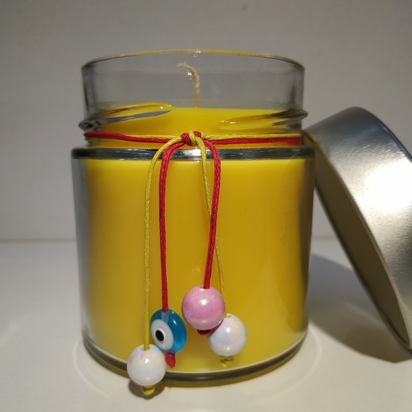 Κερί χειροποίητο αρωματικό σε γυάλινο βάζο με καπάκι 8 χ 7 εκ - αρωματικά κεριά