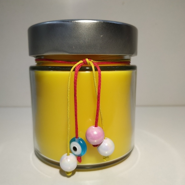 Κερί χειροποίητο αρωματικό σε γυάλινο βάζο με καπάκι 8 χ 7 εκ - αρωματικά κεριά - 2