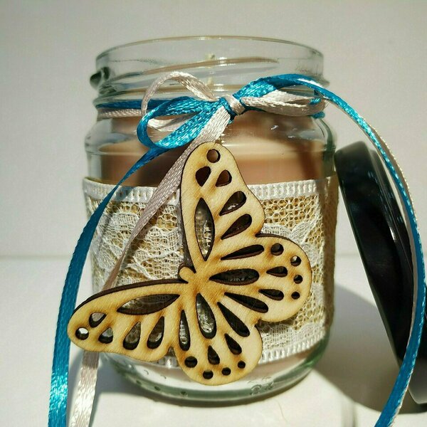 Κερί αρωματικό σε γυάλινο βάζο με καπάκι πεταλούδα 8Χ6εκ - αρωματικά κεριά