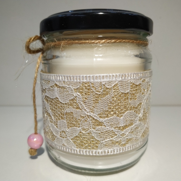 Αρωματικό κερί βανίλια χειροποίητο σε γυάλινο βάζο με καπάκι 8 χ 6εκ - αρωματικά κεριά - 3