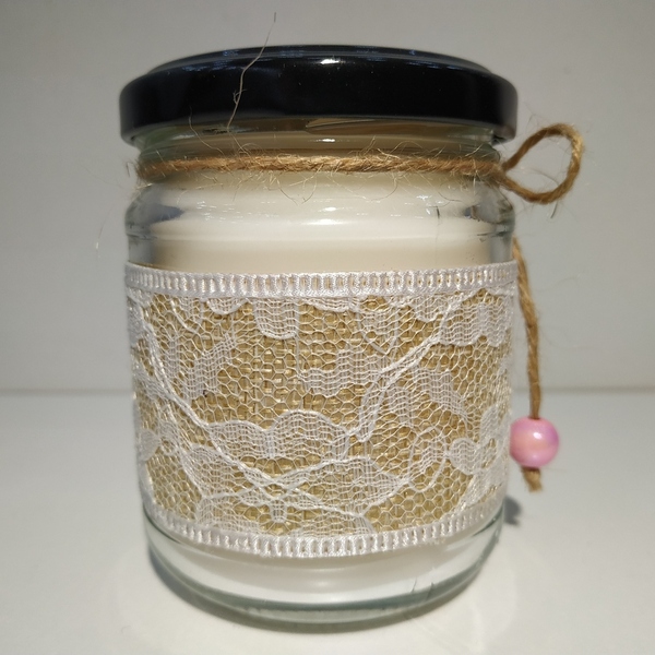 Αρωματικό κερί βανίλια χειροποίητο σε γυάλινο βάζο με καπάκι 8 χ 6εκ - αρωματικά κεριά - 4