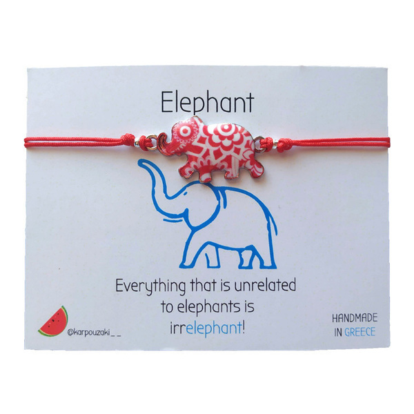 Βραχιόλι Κόκκινος Ελέφαντας - charms, ελεφαντάκι, χεριού, αυξομειούμενα