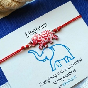 Βραχιόλι Κόκκινος Ελέφαντας - charms, ελεφαντάκι, χεριού, αυξομειούμενα - 2