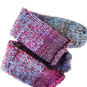 Πλεκτές κυλινδρικές κάλτσες (ένα μέγεθος) ροζ-γαλαζιο - πλεκτό, χειροποίητα - 3