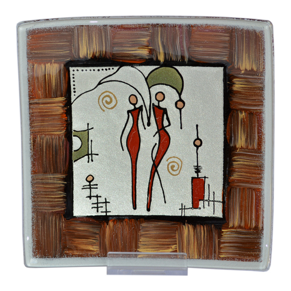 Γυάλινη Πιατέλα 25χ25χ4.5 - amythito 001117336 - γυαλί, ζωγραφισμένα στο χέρι, διακόσμηση σαλονιού, πιατάκια & δίσκοι