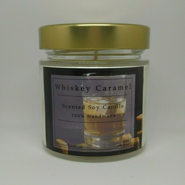 Whiskey Caramel 100% Soy Candle 212ml - αρωματικά κεριά, σόγια, κερί σόγιας