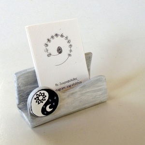 Θήκη για κάρτες, ζωγραφισμένη στο χέρι με Yin - Yang. - ζωγραφισμένα στο χέρι, πηλός, αξεσουάρ γραφείου - 2