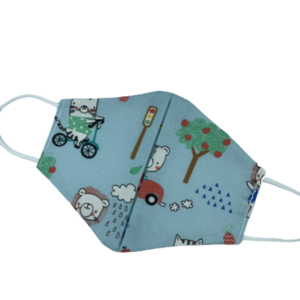 Παιδική μάσκα σε pattern ζωάκια με οχήματα με αντιβακτηριδιακό ύφασμα στην πίσω όψη. - αυτοκίνητα, για παιδιά, ζωάκια, μάσκες προσώπου, παιδικές μάσκες