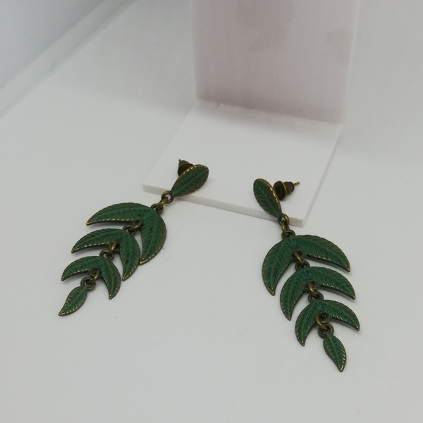 Boho leaf puzzle - μακριά, boho, κρεμαστά, faux bijoux, φθηνά - 3