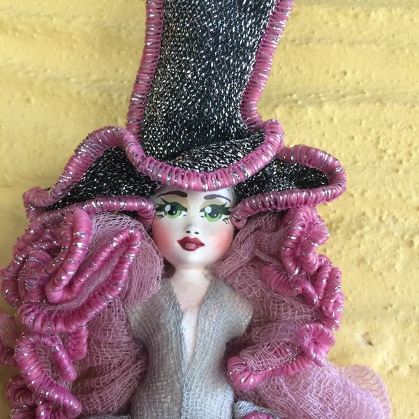 Διακοσμητική Κούκλα "Μαγισσάκι ροζ-γκρι" ύψος 40 εκ. - διακόσμηση, διακοσμητικά, κούκλες - 2