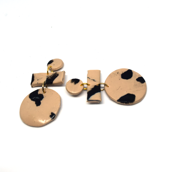 Καρφωτά σκουλαρίκια από πολυμερικό πηλό | Semi-naked - πηλός, boho, κρεμαστά, φθηνά - 2