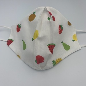 Μάσκα με pattern φρούτα και αντιβακτηριδιακό ύφασμα στην πίσω όψη. - φρούτα, μάσκα προσώπου, μάσκες προσώπου, παιδικές μάσκες - 2