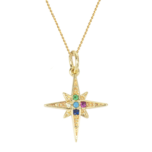 Κολιέ με Zircon "Polar Star" - charms, ασήμι 925, αστέρι, κοντά