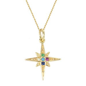 Κολιέ με Zircon "Polar Star" - charms, ασήμι 925, αστέρι, κοντά