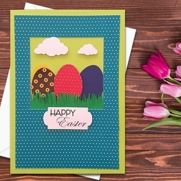 Ευχετήρια Κάρτα για Πάσχα, Χειροποίητη, Αυγά - ευχετήριες κάρτες - 2
