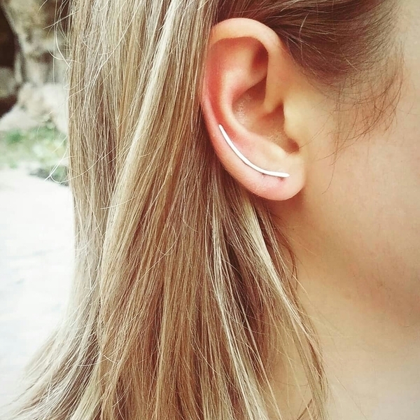 Ear Climbers | Ασημένια Σκουλαρίκια από ανακυκλωμένο ασήμι 925 - ασήμι, minimal, μικρά, boho - 3