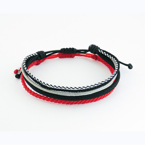 Ανδρικό βραχιόλι set 2 macrame red / 4cords - βραχιόλια, κορδόνια, σετ, δώρα για άντρες - 3