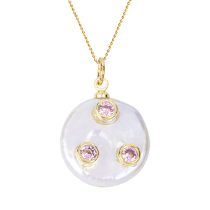 Κολιέ Μαργαριτάρι "Pearl Dots" - charms, μαργαριτάρι, επιχρυσωμένα, κοντά, ζιργκόν - 2