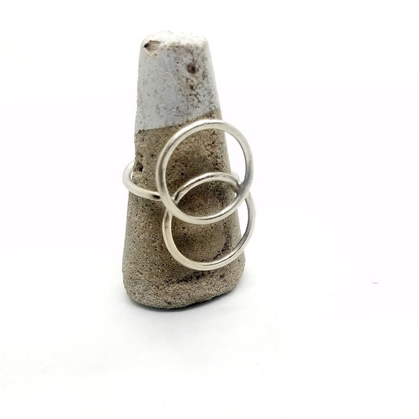 Double Circle Ring | Διπλό Δαχτυλίδι από ανακυκλωμένο οικολογικό ασήμι 925 - ασήμι, minimal, boho, μεγάλα, αυξομειούμενα
