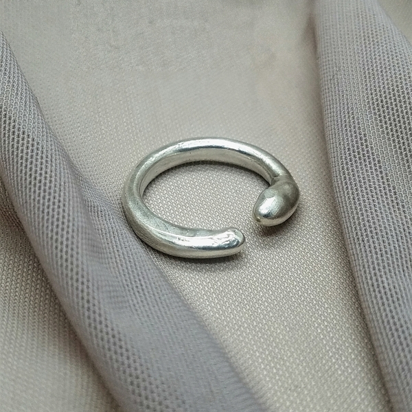 Simple Ring | Απλό Ασημένιο Δαχτυλίδι σκαλισμένο στο χέρι - ασήμι, μοναδικό, boho, μεγάλα, αυξομειούμενα - 4