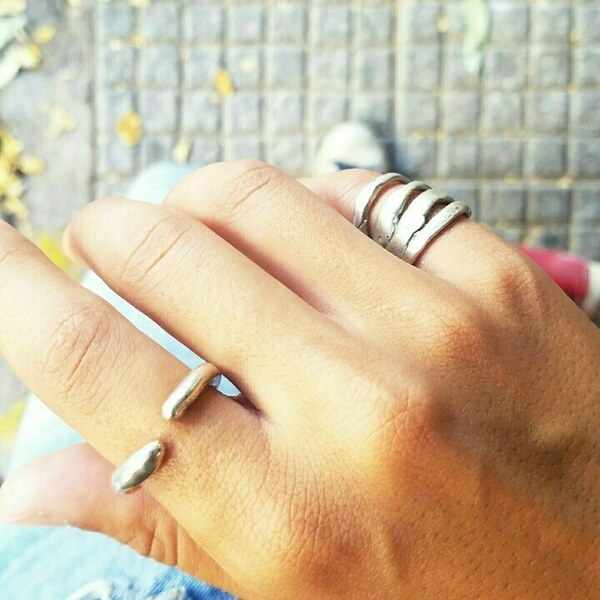 Simple Ring | Απλό Ασημένιο Δαχτυλίδι σκαλισμένο στο χέρι - ασήμι, μοναδικό, boho, μεγάλα, αυξομειούμενα - 5