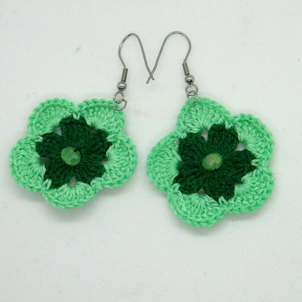 μικρά σκουλαρίκια πράσινα - μικρά, ατσάλι, κρεμαστά - 2