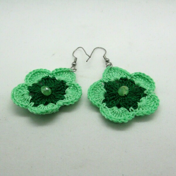 μικρά σκουλαρίκια πράσινα - μικρά, ατσάλι, κρεμαστά - 3