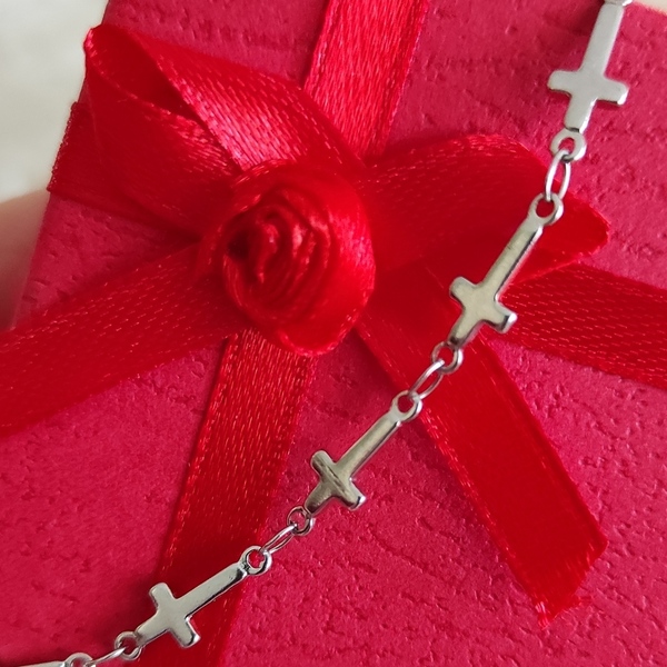Ατσάλινο βραχιόλι με σταυρούς - σταυρός, ατσάλι, χεριού, δώρα για γυναίκες - 3