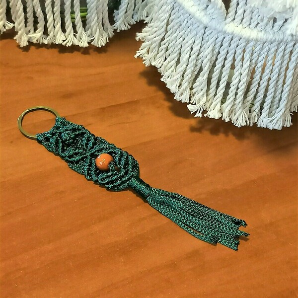 Macrame μπρελοκ - μπομπονιερα Μ32 - δώρο, δώρα γενεθλίων, πλεκτά - 4