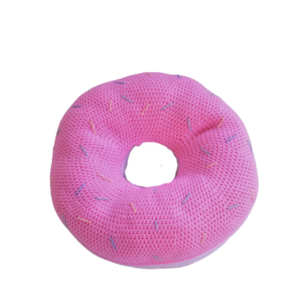 Πλεκτό μαξιλάρι donut ροζ - μαλλί, κορίτσι, χειροποίητα, μαξιλάρια