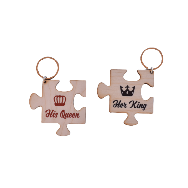 Σετ μπρελοκ για ζευγάρια King & Queen - ξύλο, μπρελόκ, mr & mrs, ζευγάρια, αγ. βαλεντίνου - 3