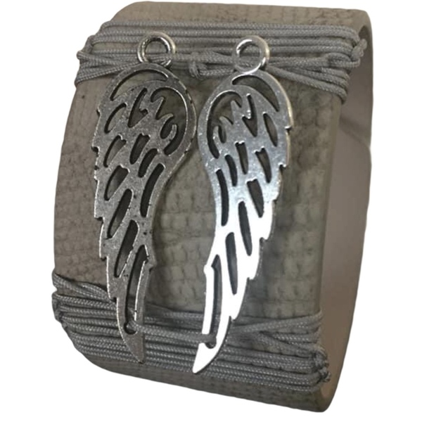 Angel’s wings bracelet - δέρμα, χεριού, αυξομειούμενα, φαρδιά