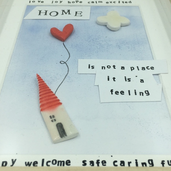 "Home is not a place, it is a feeling" Ζωγραφική με Μεικτή Τεχνική σε Κορνίζα - πίνακες & κάδρα - 2