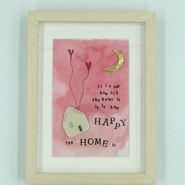 Happy Home Ζωγραφική μα Μεικτή Τεχνικη σε Κορνίζα - πίνακες & κάδρα, πίνακες ζωγραφικής